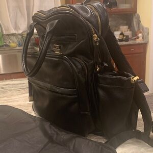 JuJuBe Backpack Diaper Bag Black Multi Pocket w/Changing Pad